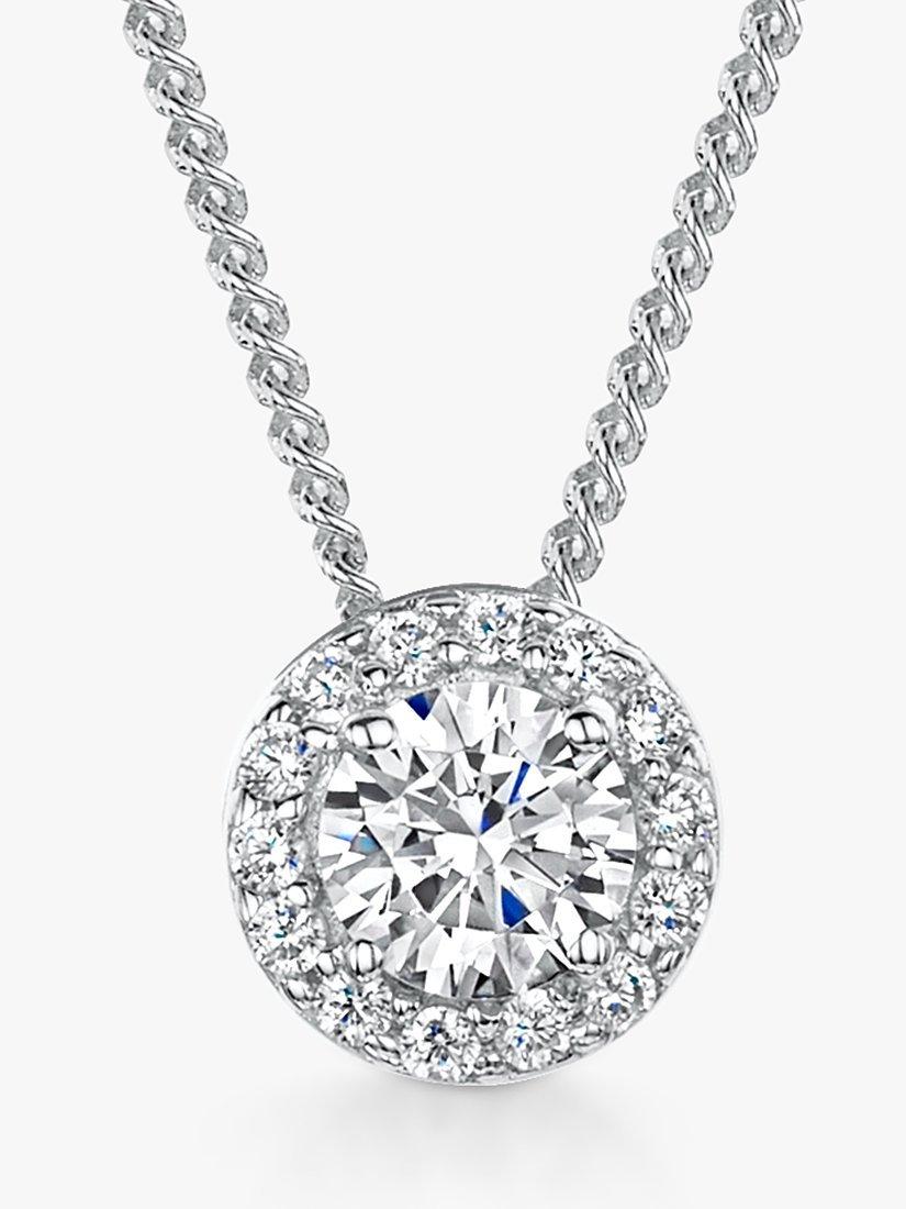 Product image 1 of 2, which shows Jools by Jenny Brown Halo Cubic Zirconia Pendant Necklace, Silver