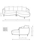 John Lewis Lozenge Grand 5 Seater RHF Chaise End Sofa, Metal Leg