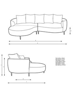 John Lewis Lozenge Grand 5 Seater LHF Chaise End Sofa, Metal Leg - view 2, 