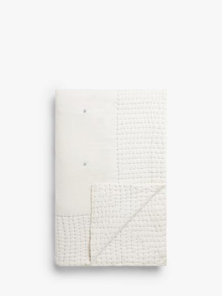 John Lewis Polka Dot Voile Quilted Bedspread, White, White