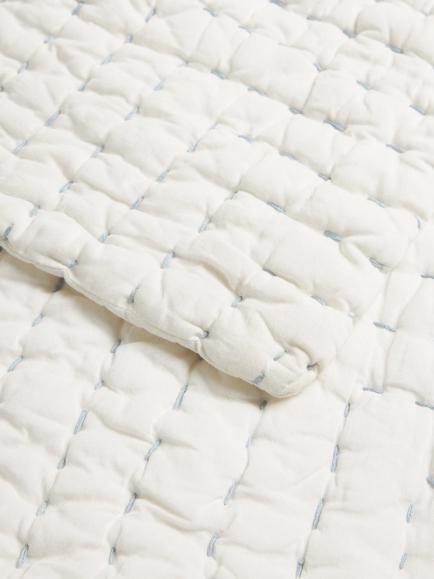John Lewis Polka Dot Voile Quilted Bedspread, White - view 2, White