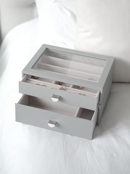 Stackers Classic 2 Drawer Jewellery Box - view 2, Grey