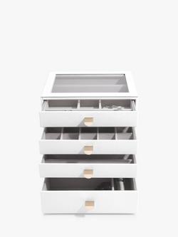 Stackers Glass Lid 4 Drawer Jewellery Box, White