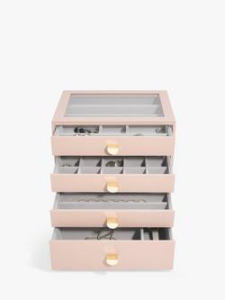 Stackers Glass Lid 4 Drawer Jewellery Box, Blush