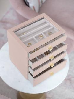 Stackers Glass Lid 4 Drawer Jewellery Box - view 2, Blush
