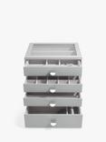 Stackers Glass Lid 4 Drawer Jewellery Box, Grey Mid
