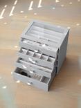 Stackers Glass Lid 4 Drawer Jewellery Box, Grey Mid
