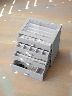 Stackers Glass Lid 4 Drawer Jewellery Box - view 2, Grey