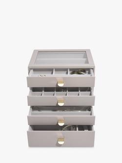 Stackers Glass Lid 4 Drawer Jewellery Box, Taupe