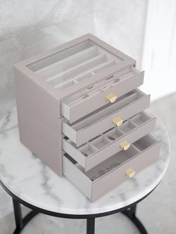 Stackers Glass Lid 4 Drawer Jewellery Box - view 2, Taupe