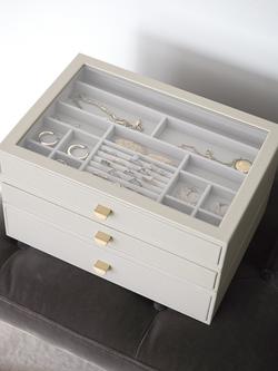 Stackers Supersize Glass Lid 3 Drawer Jewellery Box - view 2, Oatmeal