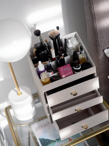 Stackers Classic Make Up 3 Drawer Jewellery Box - view 2, Natural Taupe