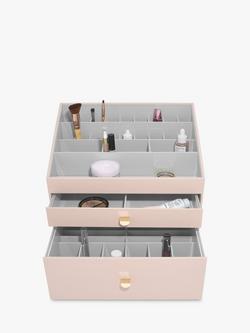 Stackers Super Size 2 Drawer Make Up Storage Box, Pink Nude