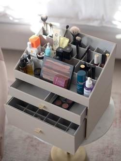 Stackers Super Size 2 Drawer Make Up Storage Box - view 2, Natural Taupe
