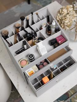 Stackers Super Size 2 Drawer Make Up Storage Box - view 2, Grey Mid