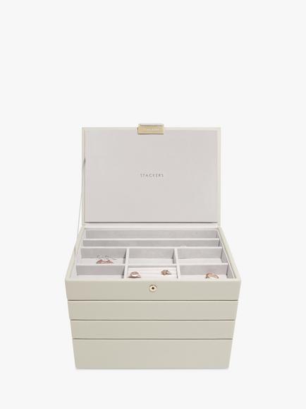 Stackers Classic Set 4 Layer Jewellery Box, Natural Oatmeal