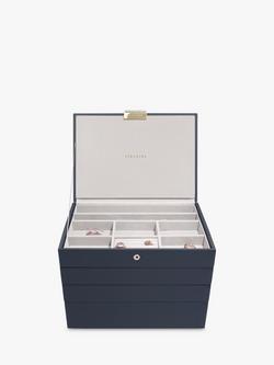 Stackers Classic Set 4 Layer Jewellery Box, Blue Navy