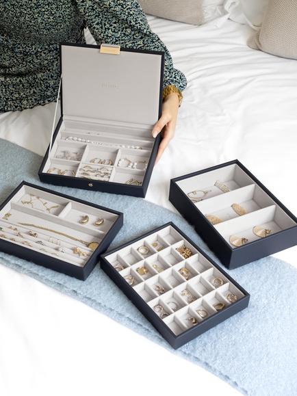 Stackers Classic Set 4 Layer Jewellery Box - view 2, Blue Navy