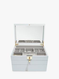 Stackers Leather Velvet Lined Jewellery Box, Powder Blue