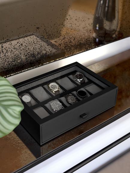 Stackers 10 Piece Watch Storage Drawer, Black - view 2, Black Black