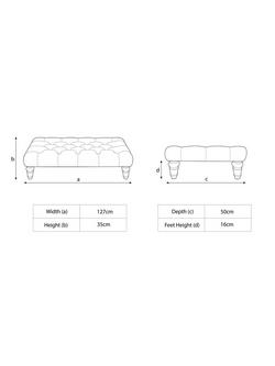 Tetrad Lewis Large Buttoned Top Footstool, Bracken Herringbone/Brompton Tan - view 2, Bracken Herringbone/Brompton Tan