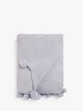 John Lewis Knitted Pom Pure Cotton Throw