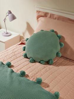 John Lewis Round Pom Cushion - view 2, Green