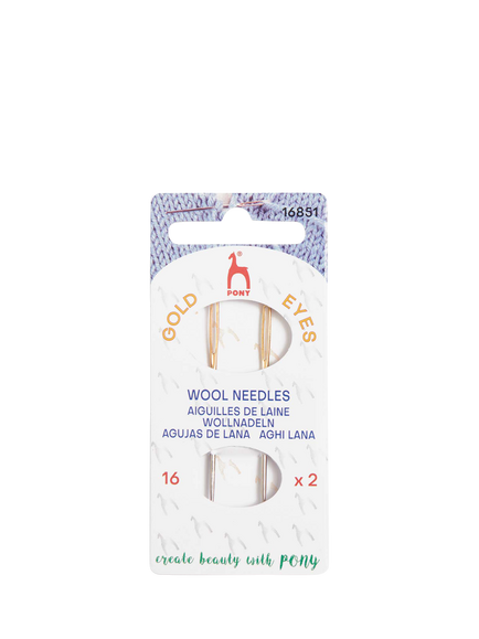 Pony Gold Eye Wool Needles, Pack of 2, Silver