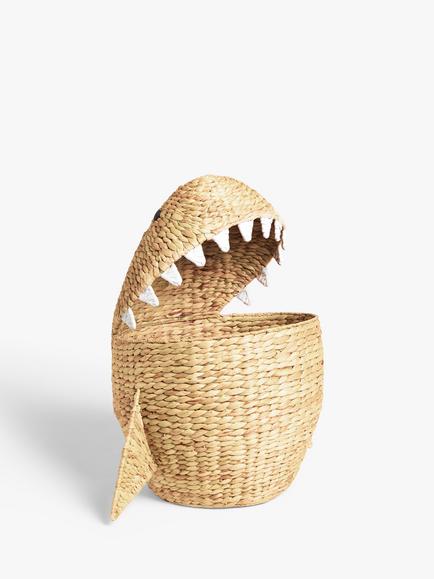 John Lewis Kids' Shark Water Hyacinth Storage Basket, Natural