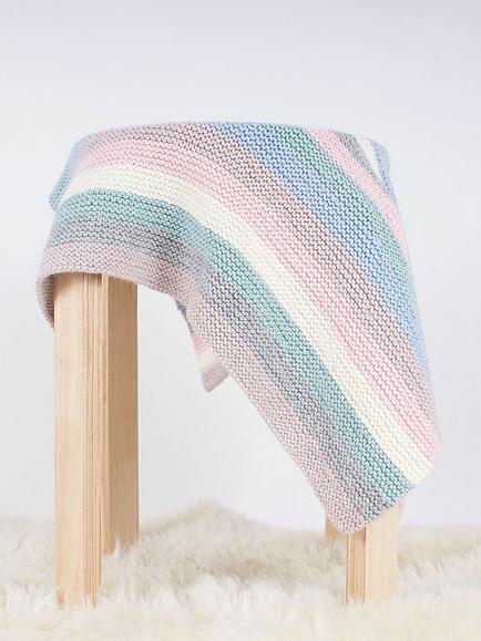 Wool Couture Striped Baby Blanket Knitting Kit, Multi