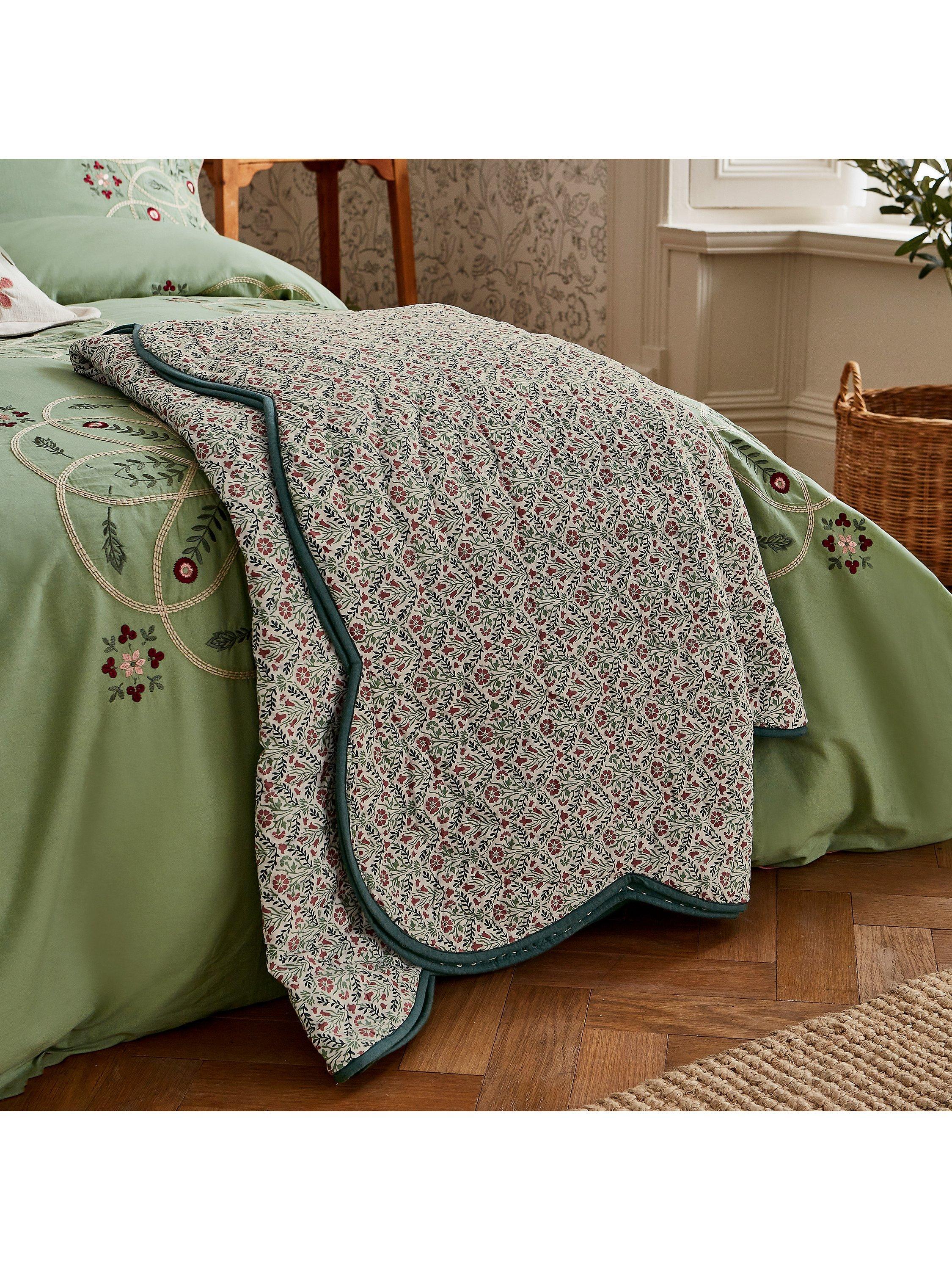 Morris Co. Scallop Embroidered and Quilted Throw