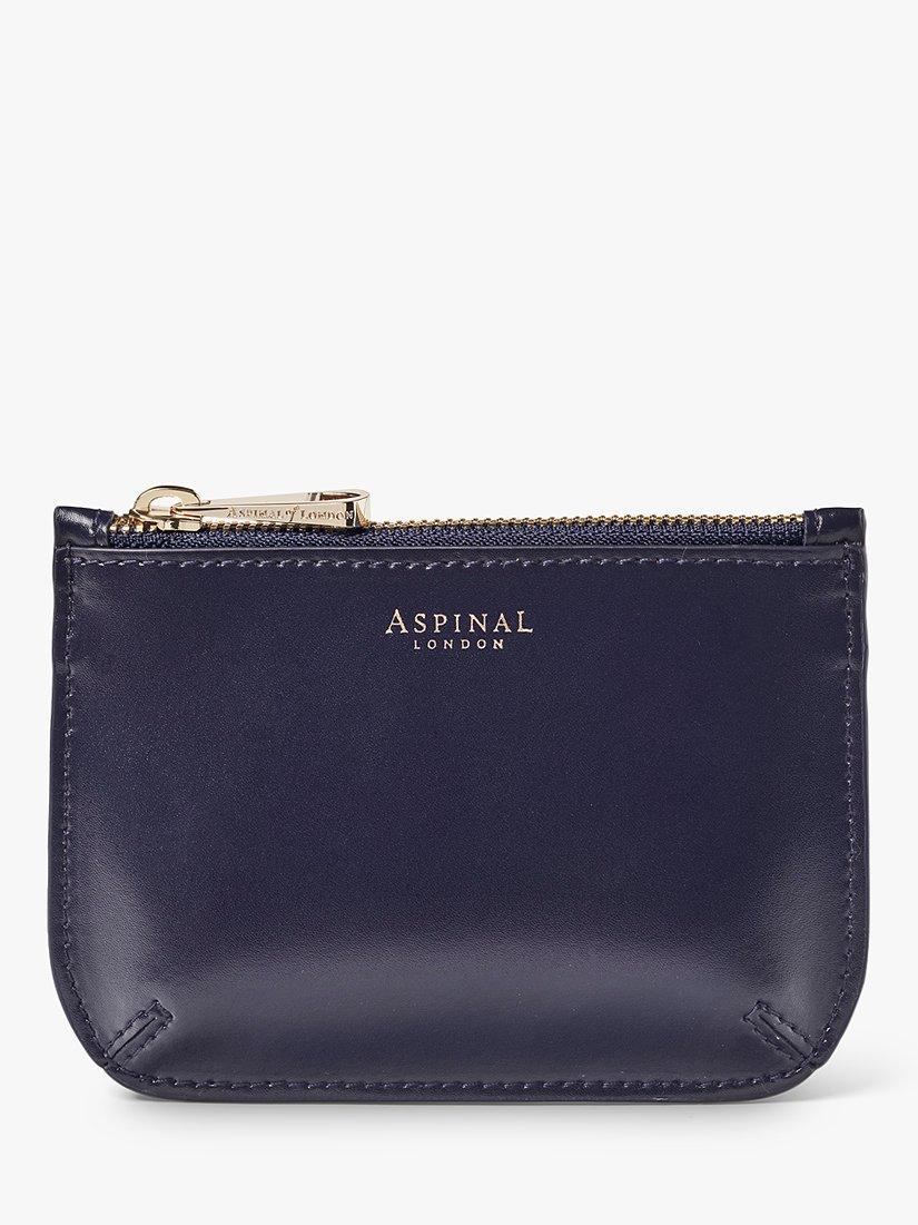 Aspinal of London Ella Smooth Leather Small Pouch Purse, Navy
