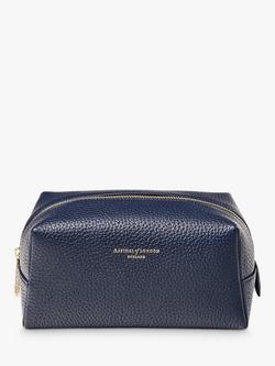 Aspinal of London Medium Leather London Case Toiletries Bag, Navy