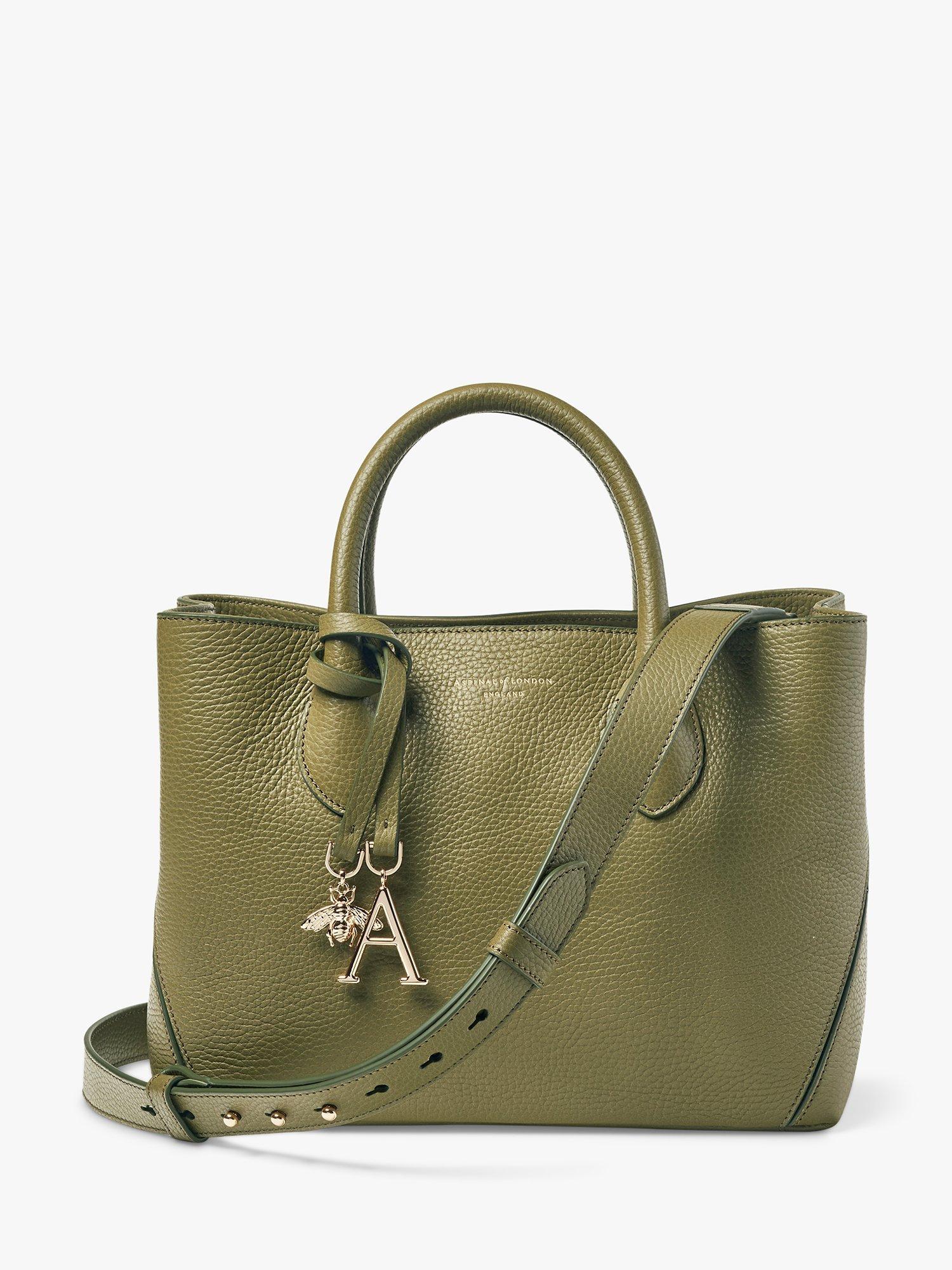 Aspinal of London Midi London Pebble Leather Tote Bag, Fern