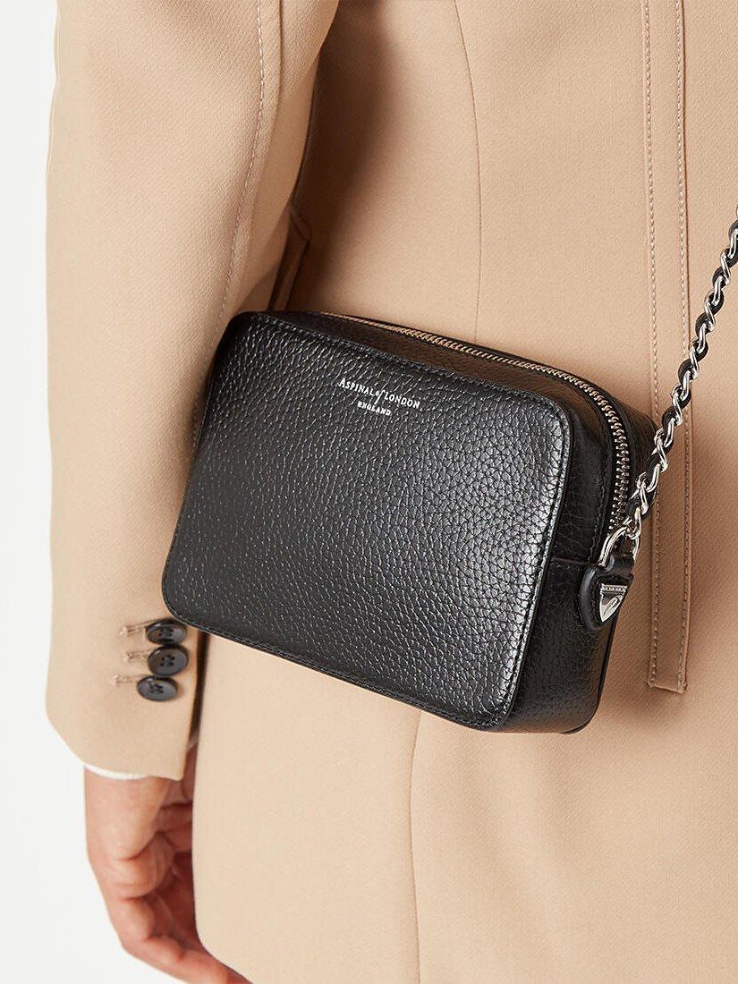 Product image 7 of 7, which shows Aspinal of London Milly Pebble Leather Cross Body Bag, Black