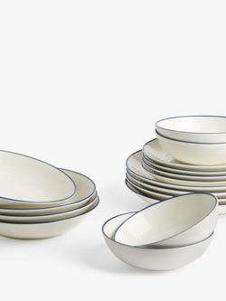 Royal Doulton Gordon Ramsay Maze Denim Line Dinnerware Set, 16 Piece, Blue/White, Blue/White