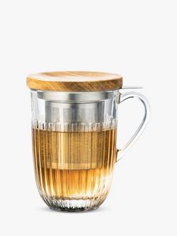 La Rochère Ouessant Glass Tea Infuser Mug with Bamboo Lid, 400ml, Clear/ Natural, Clear