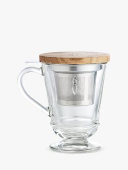 La Rochère Abeille Bee Glass Tea Infuser Mug with Bamboo Lid, 275ml, Clear/ Natural, Clear/ Natural