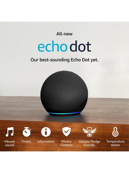 Amazon Echo Dot Smart Speaker with Alexa+ Early Access Voice Recognition & Control, 5th Generation (2022) - view 2, Charcoal