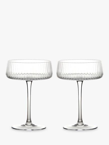 Anton Studio Designs Empire Glass Champagne Saucer, Set of 2, 250ml, Clear