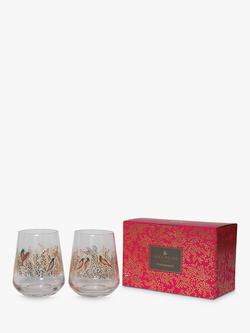 Sara Miller Chelsea Collection Birds Glass Tumbler Set of 2, 410ml, Clear/Multi - view 2, Clear/Multi