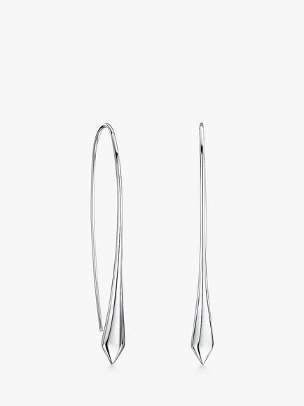 Jools by Jenny Brown Diamond Tip Drop Hook Earrings, Silver, Silver
