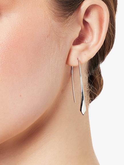 Jools by Jenny Brown Diamond Tip Drop Hook Earrings, Silver - view 2, Silver