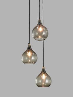 nkuku Ziva Glass Cluster Pendant Light, Green Smoke