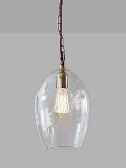nkuku Otoro Oval Glass Pendant Light, Clear