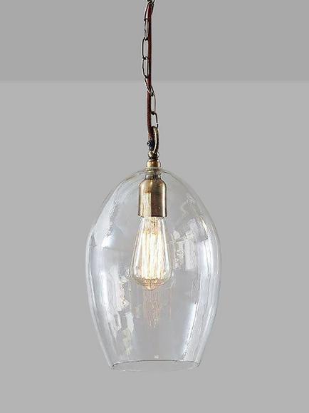 nkuku Otoro Oval Glass Pendant Light, Clear