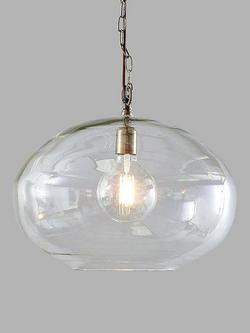 nkuku Otoro Round Glass Pendant Light, Large, Clear