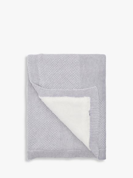 The Little Tailor Plush Lined Knit Baby Blanket, Grey, Grey