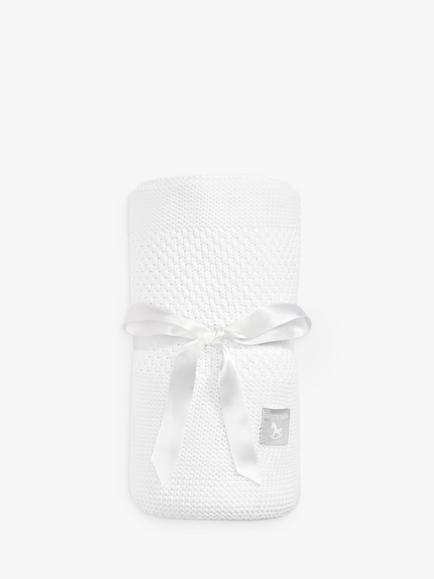 The Little Tailor Knit Stripe Blanket, White, White