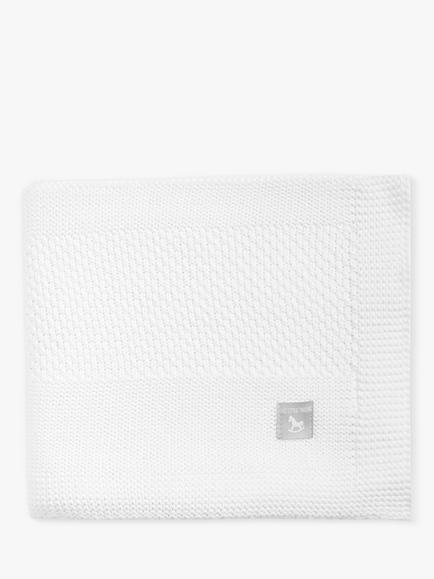 The Little Tailor Knit Stripe Blanket, White - view 2, White